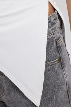 Strapless Asymmetrical Top White