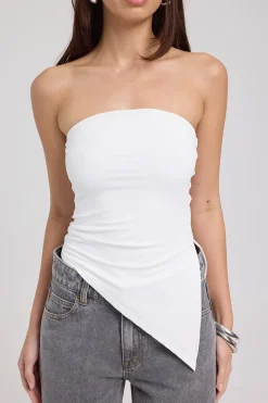 Strapless Asymmetrical Top White
