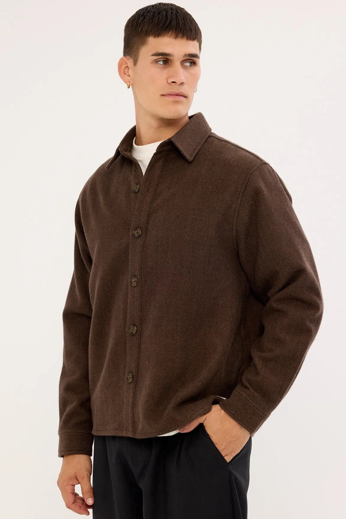 Stratos Heavyweight Overshirt Dark Brown