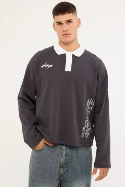 Stratus Cropped Rugby Polo Asphalt