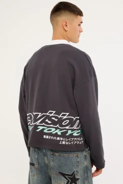 Stratus Cropped Rugby Polo Asphalt