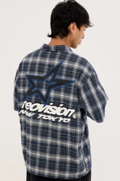 Stratus Flannel Oversize Shirt Navy Check