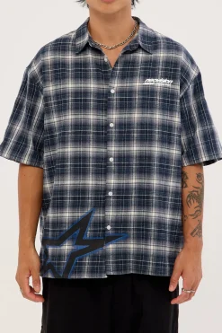 Stratus Flannel Oversize Shirt Navy Check