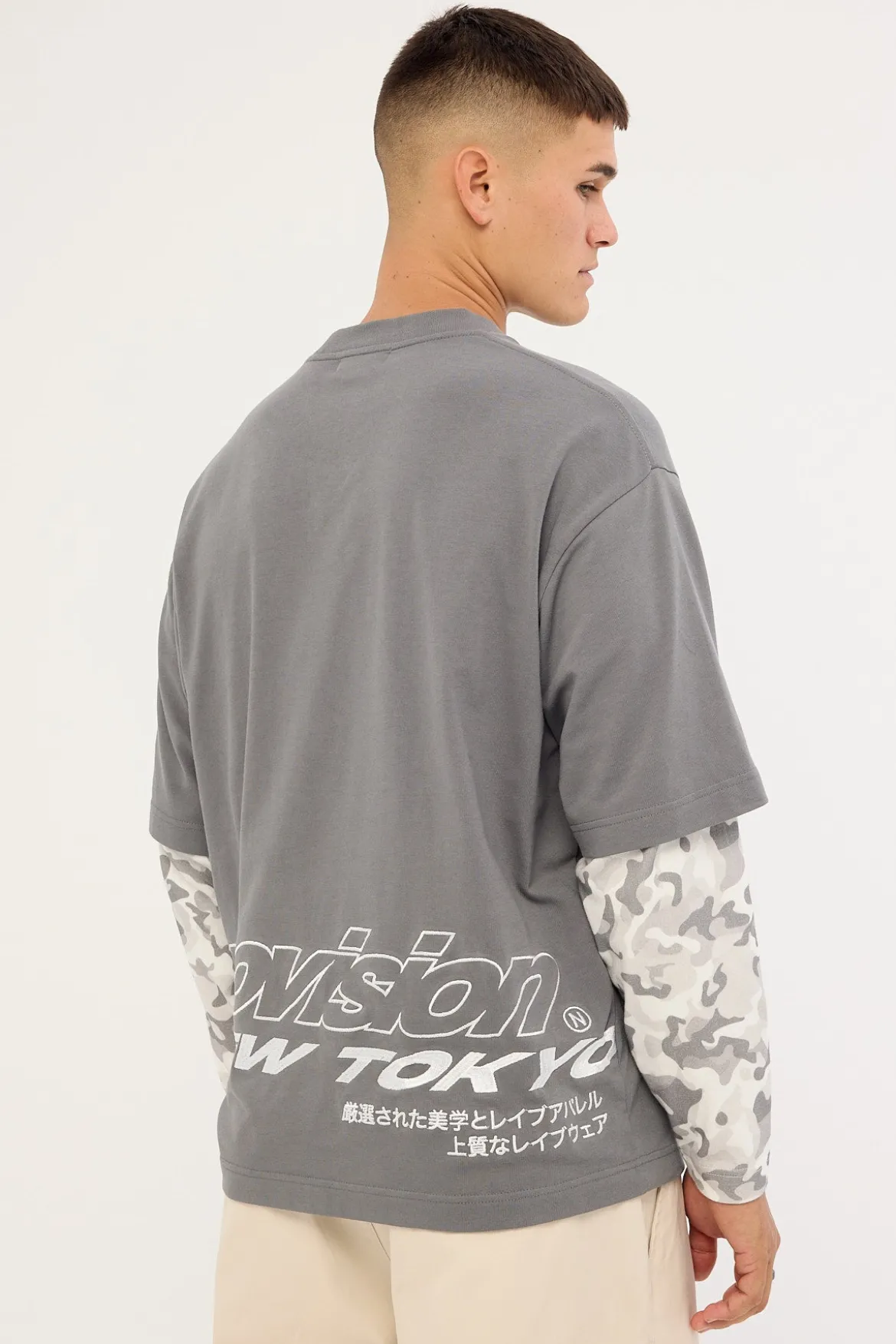 Stratus Layered Long Sleeve Tee Dark Grey