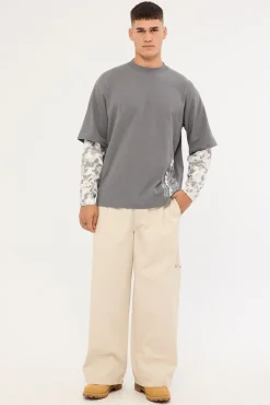 Stratus Layered Long Sleeve Tee Dark Grey