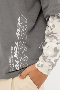 Stratus Layered Long Sleeve Tee Dark Grey