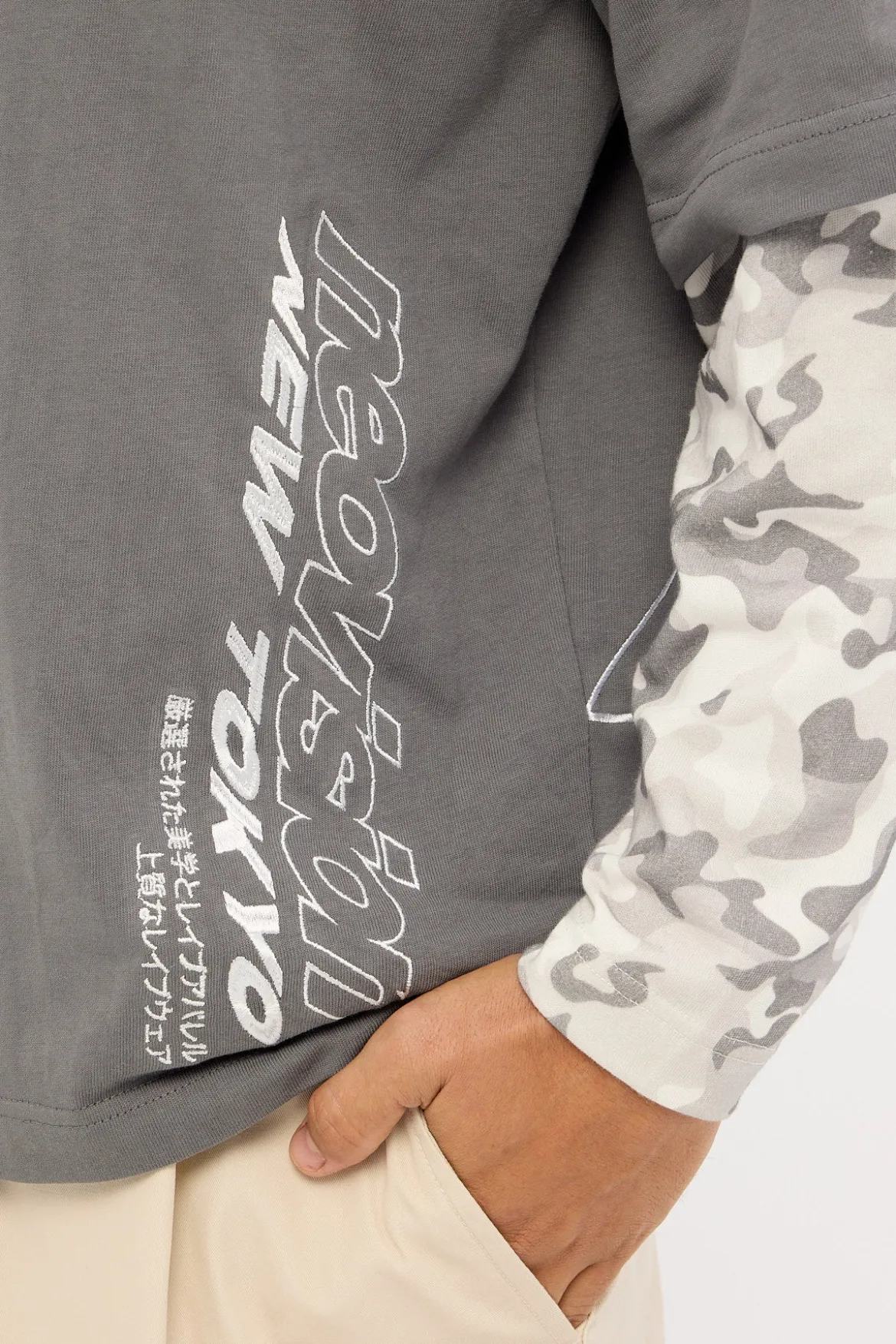Stratus Layered Long Sleeve Tee Dark Grey