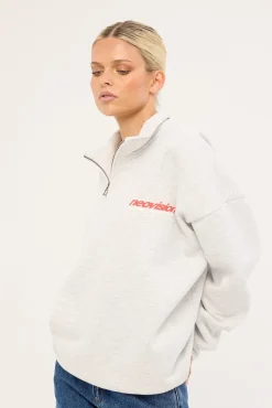 Stratus Relaxed Quarter Zip Crew Grey Marle