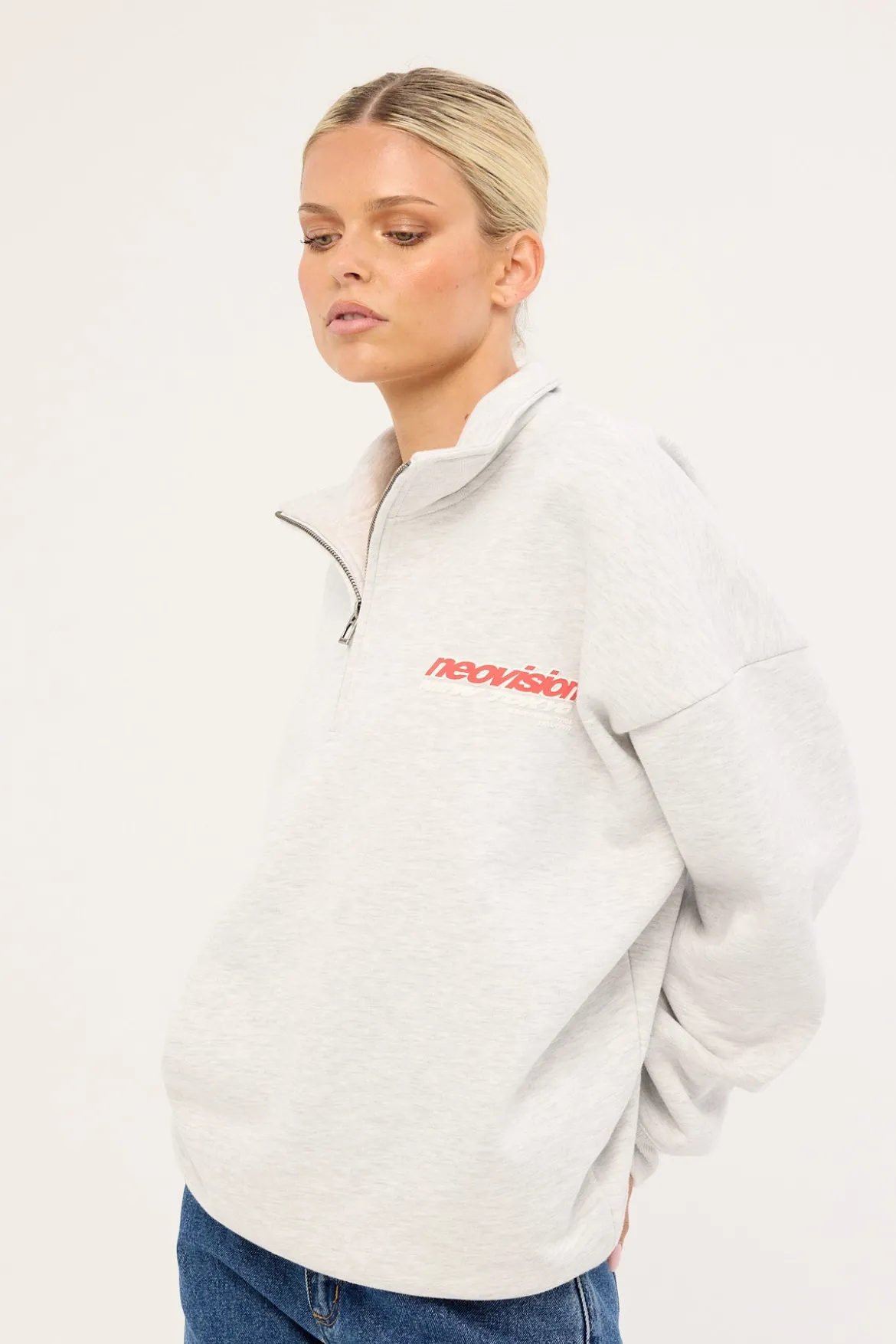 Stratus Relaxed Quarter Zip Crew Grey Marle