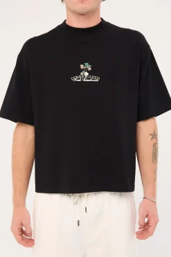 Strawberry Cropped Heavyweight Easy Tee Black