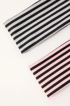 Stripe 2 Pack Headband Pink and Grey