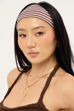 Stripe 2 Pack Headband Pink and Grey