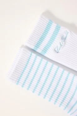 Stripe Sock 2 Pack White and Blue