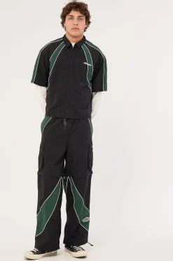 Strukt Oversize Cropped Zip Through Shirt Black/Teal
