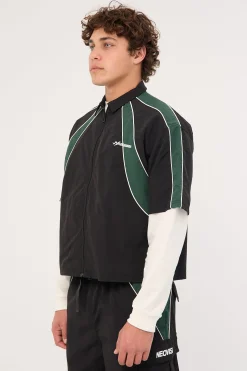 Strukt Oversize Cropped Zip Through Shirt Black/Teal