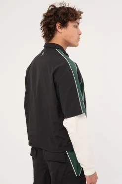 Strukt Oversize Cropped Zip Through Shirt Black/Teal