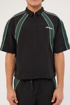 Strukt Oversize Cropped Zip Through Shirt Black/Teal