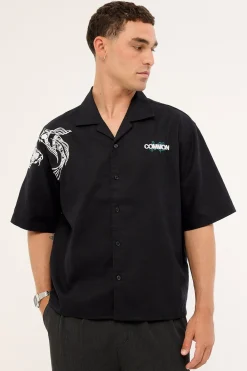Sumi Boxy Cropped Resort Shirt Black