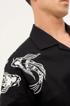 Sumi Boxy Cropped Resort Shirt Black