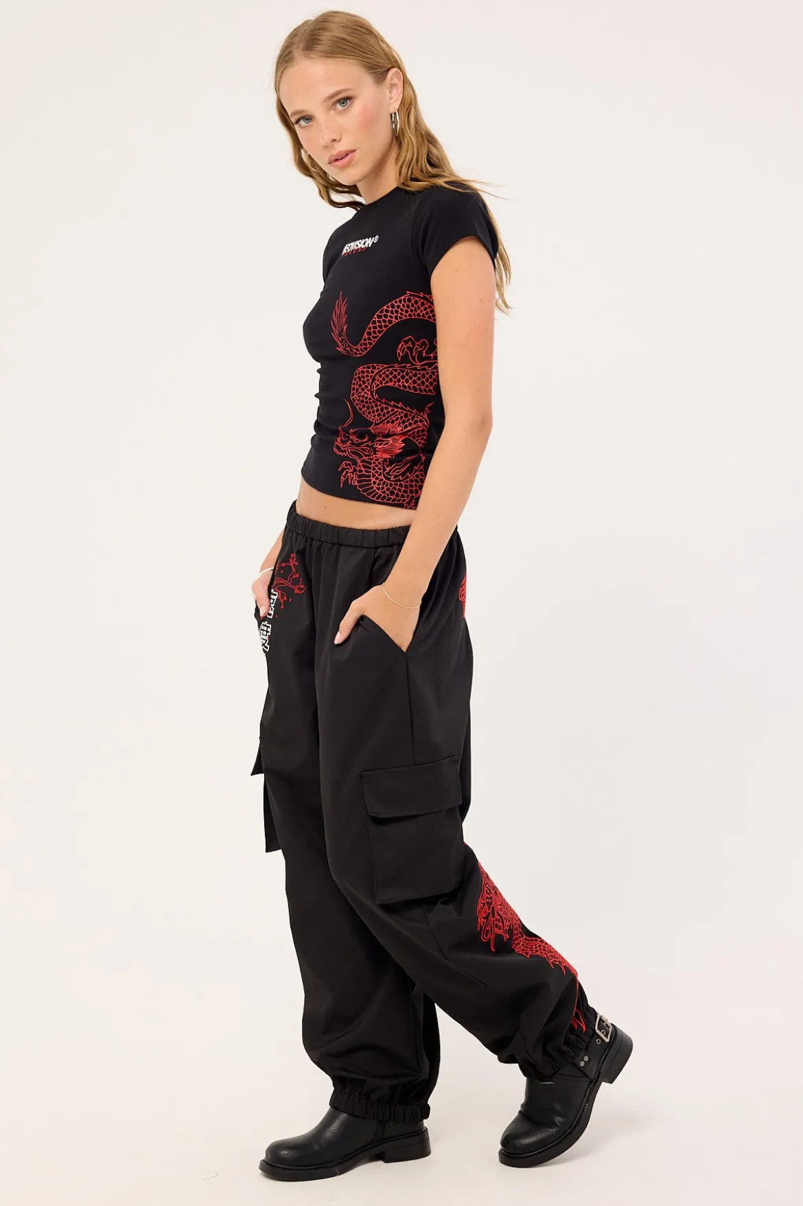 Sumi Dragon Cargo Pant Black