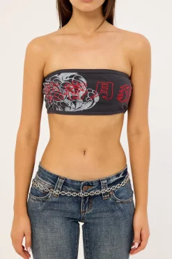 Sumi Dragon Strapless Bralette Black