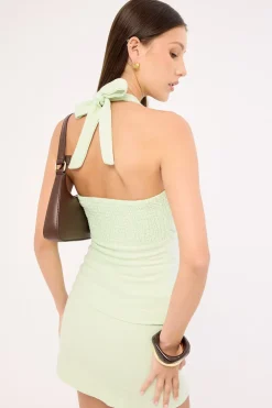 Sundae Halter Linen Top Mint