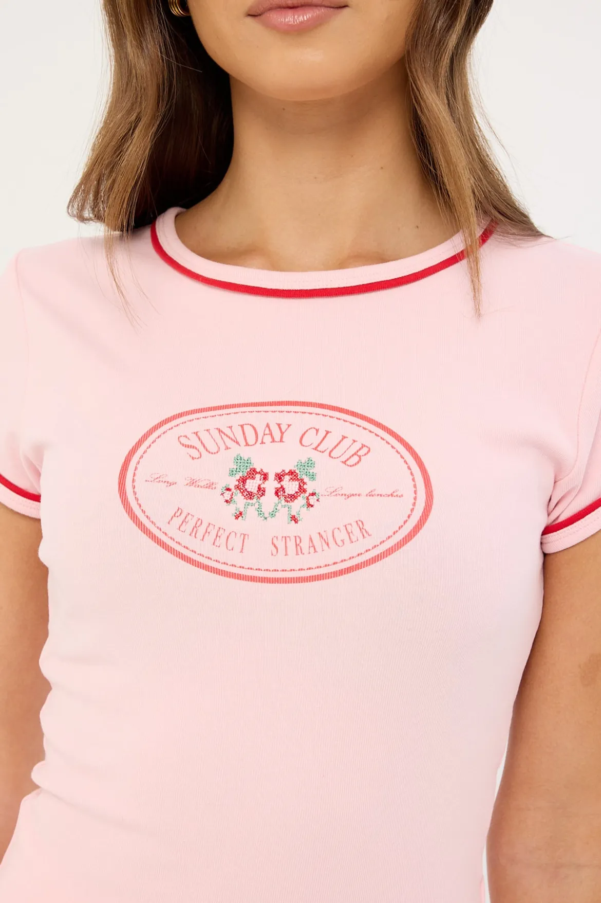 Sunday Club Longline Cap Sleeve Tee Pink