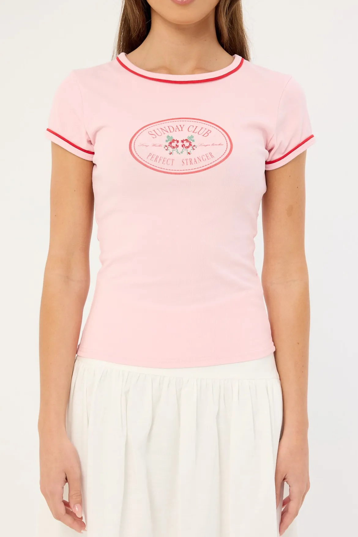 Sunday Club Longline Cap Sleeve Tee Pink