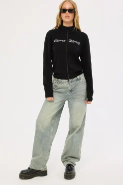 Sundial Zip Through Skimmer Knit Black