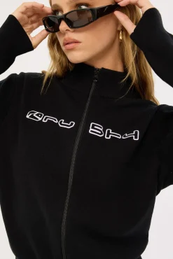 Sundial Zip Through Skimmer Knit Black