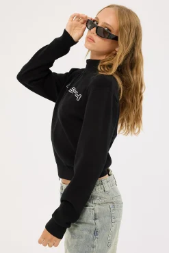 Sundial Zip Through Skimmer Knit Black
