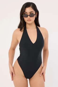 Sunlit Halter One Piece Black