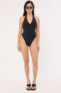 Sunlit Halter One Piece Black