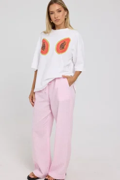 Sunny Side Elasticated Gingham Pants Pink Gingham
