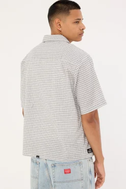 Super Charged Short Sleeve Check Work Shirt White