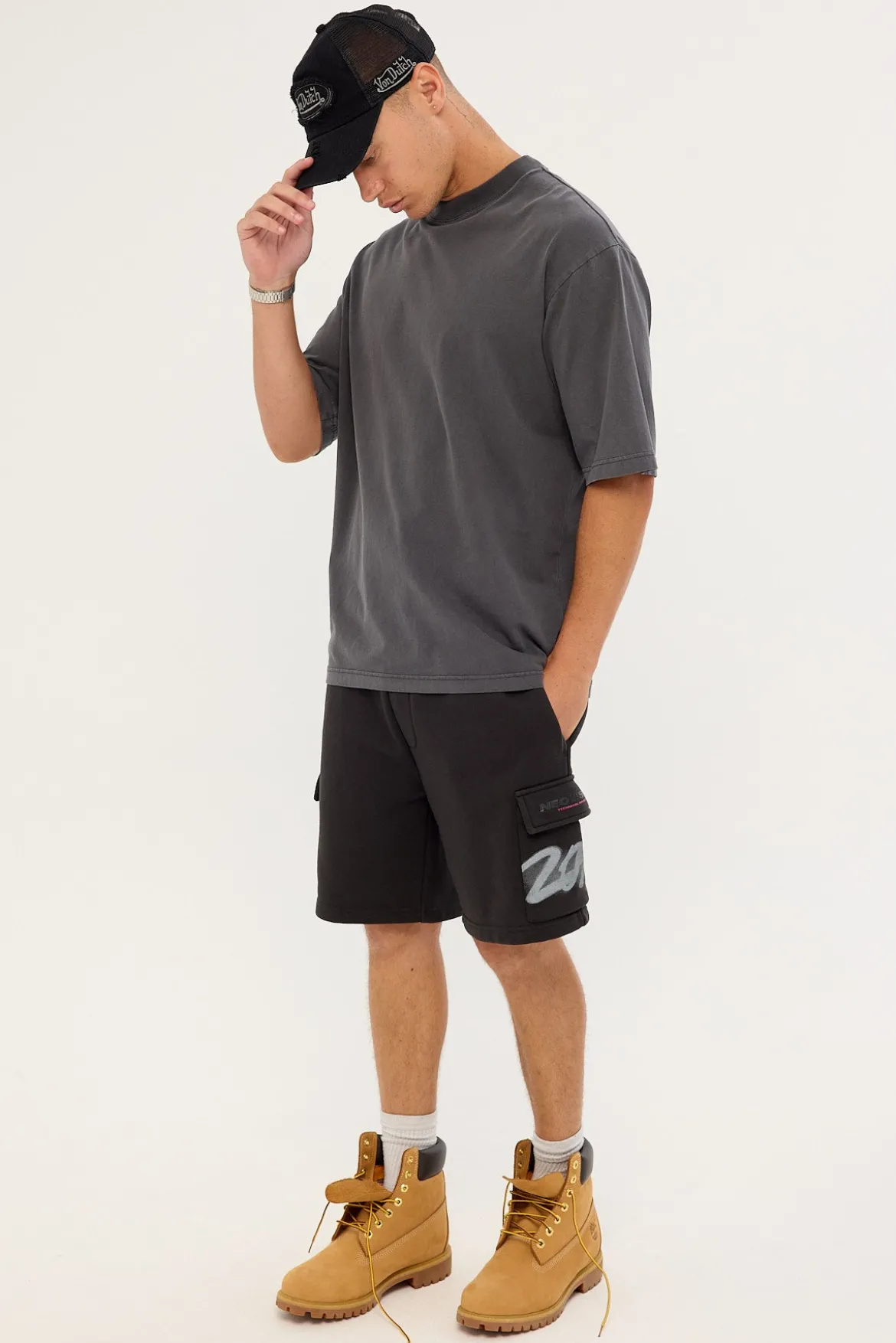 Supernova Relaxed Cargo Sweat Short Washed Night Black