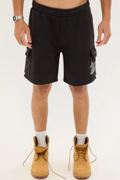 Supernova Relaxed Cargo Sweat Short Washed Night Black