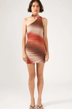 Superstition Mini Mesh Dress Brown Print