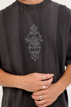 Superstition Sunfade Box Fit Oversize Cropped Tee Dark Sunfade Bleach Charcoal