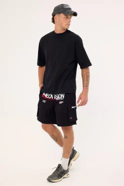 Surge Elastic Waist Cargo Short Black