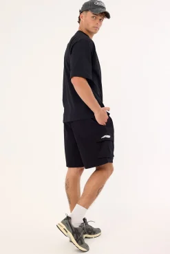 Surge Elastic Waist Cargo Short Black