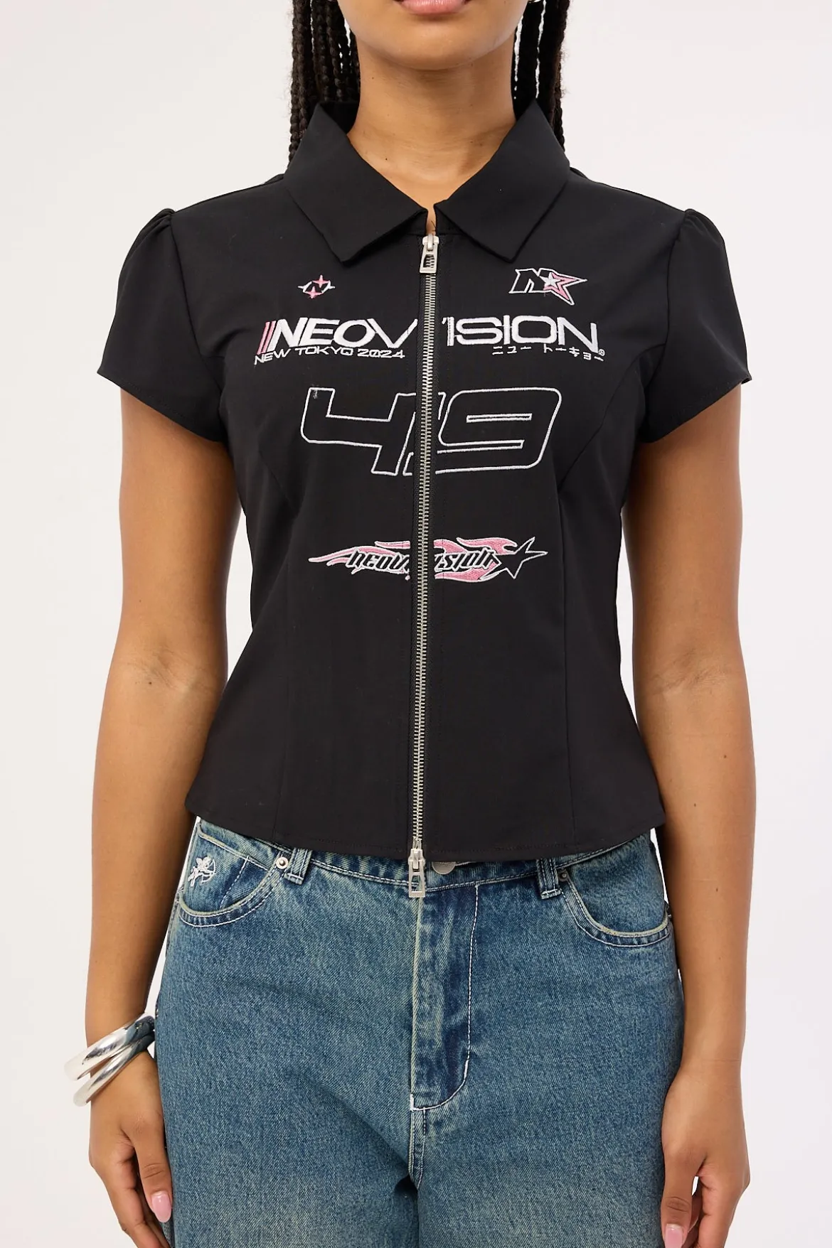 Surge Zip Through Blouse Black