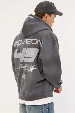 Surge Zip Through Street Hoodie Sunfade Black