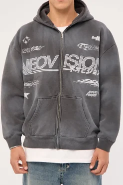 Surge Zip Through Street Hoodie Sunfade Black