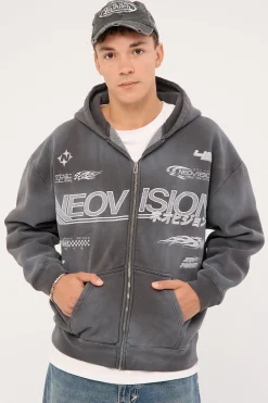 Surge Zip Through Street Hoodie Sunfade Black