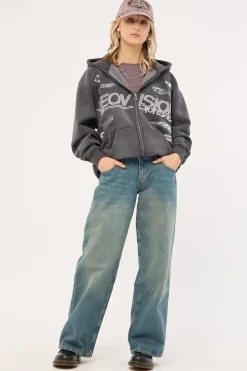 Surge Zip Through Street Hoodie Sunfade Black
