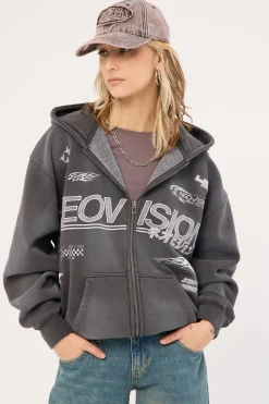 Surge Zip Through Street Hoodie Sunfade Black