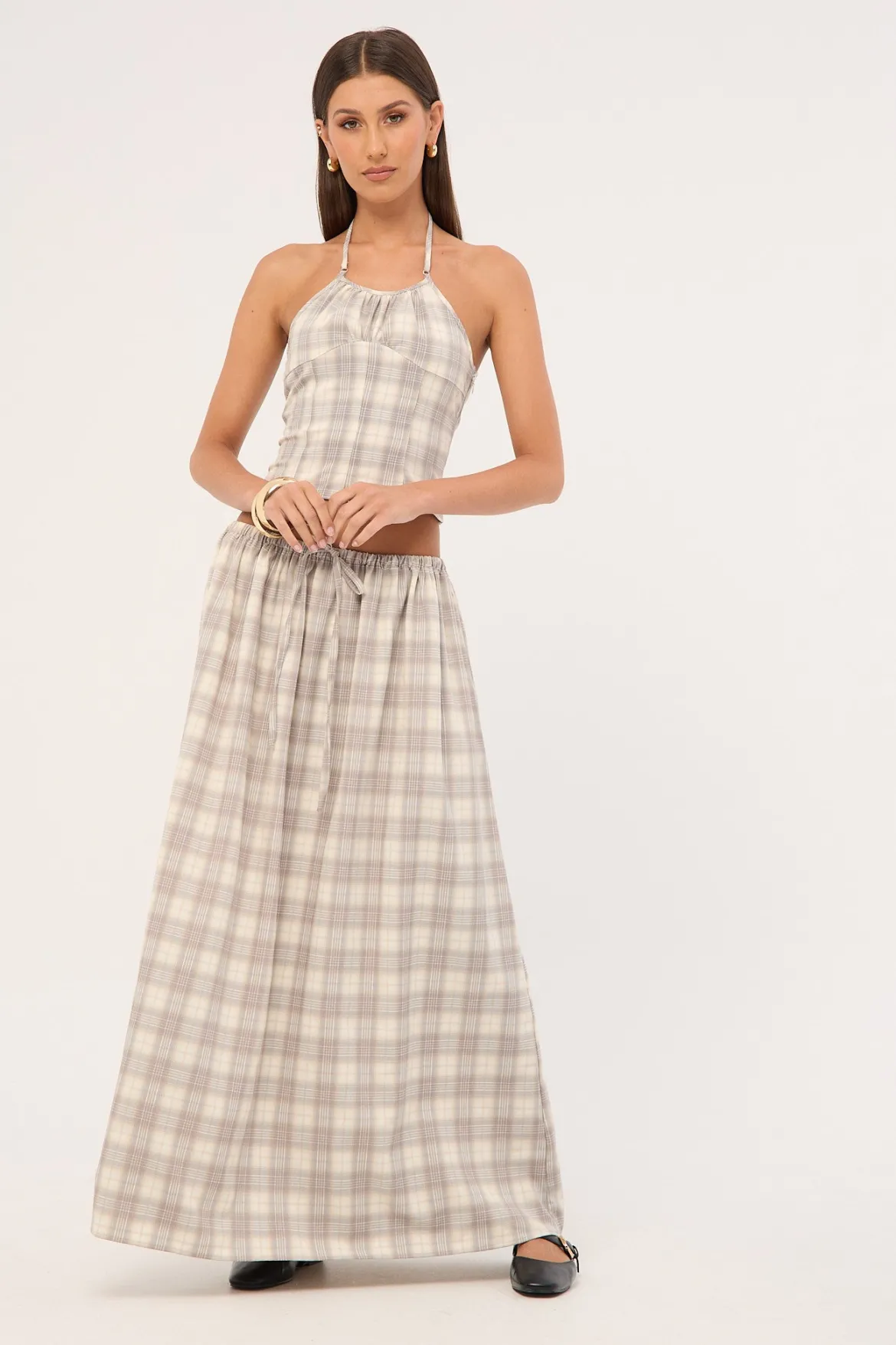 Sweet Escape Cami Smoke Plaid