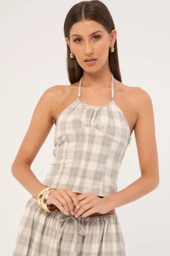 Sweet Escape Cami Smoke Plaid