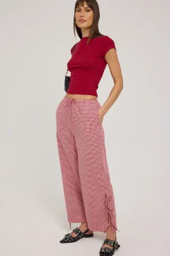 Sweet Ruby Gingham Bow Pants Red Gingham